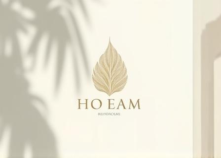 Grafisches Branding-Element mit natürlichen Motiven und Farbschema