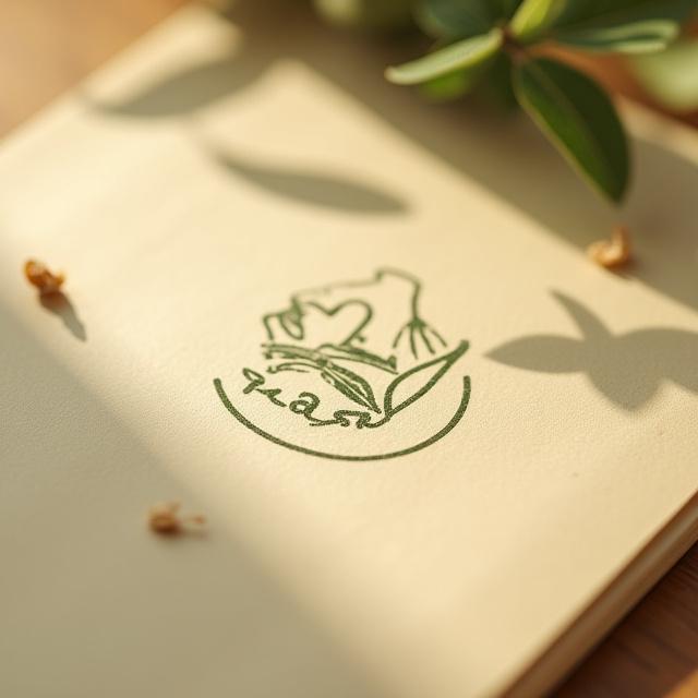 Logo einer Naturkosmetikmarke auf organischem Hintergrund